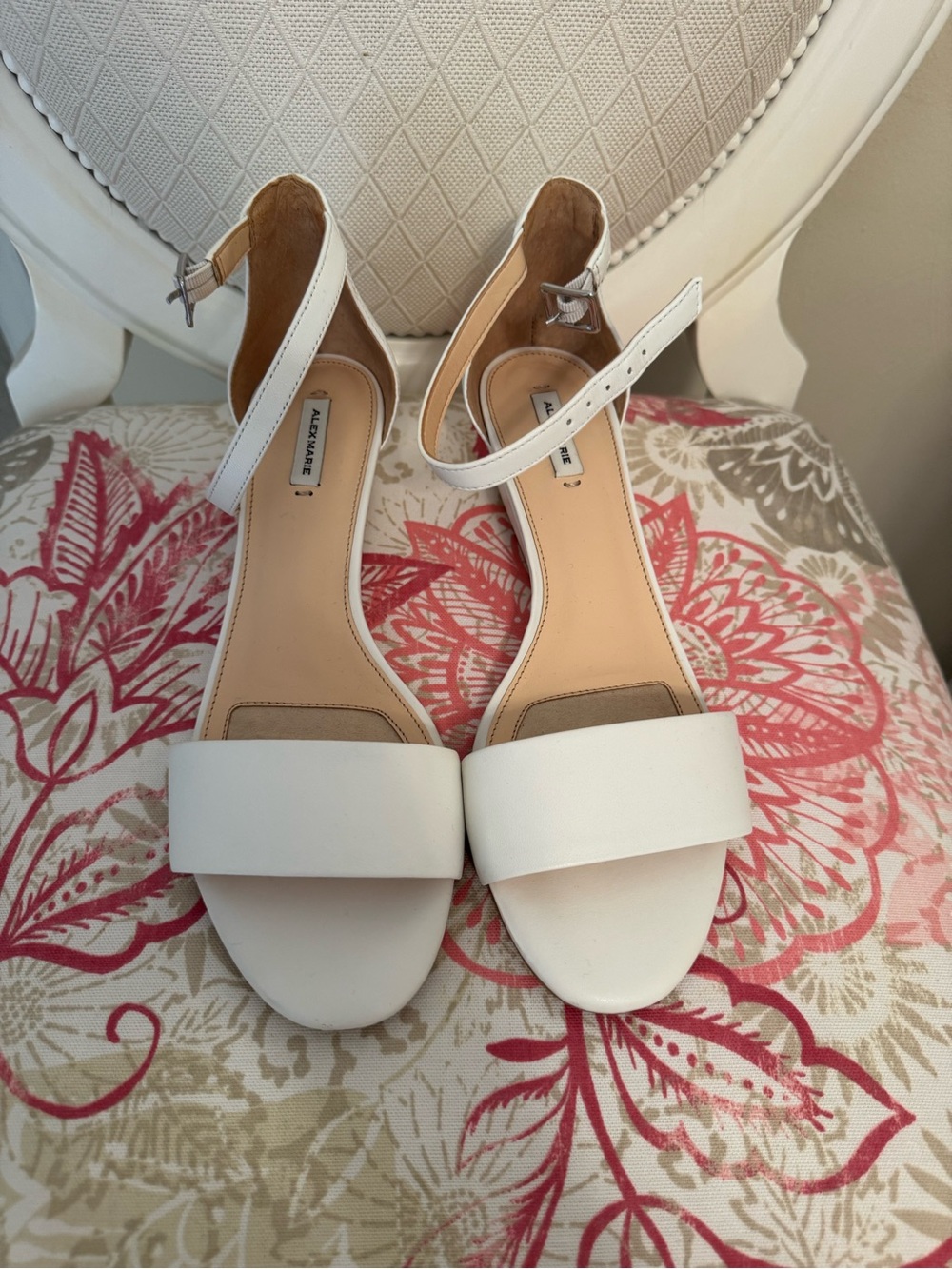 Alex Marie White Minimalist Ankle-Strap Sandals